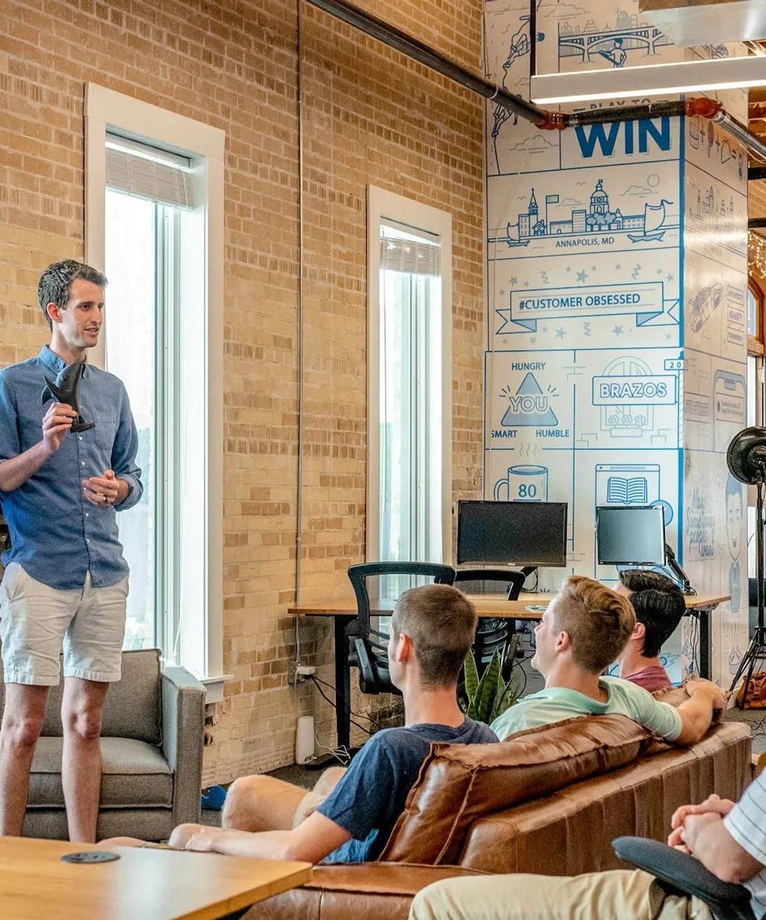 Founders presenting to a VC investment committee